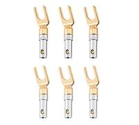 VBESTLIFE Connecteur de Borne de Haut-Parleur, 6 pcs 4mm Type Vissé sans Soudure Plaqué Or Banane U Fourchette en Y pour Fils de Haut-Parleur Connexion DIY/Haut-Parleur