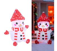 VBESTLIFE Décorations de Cour Extérieure de Bonhomme de Neige Gonflables de Noël de 3,9 Pieds, Bonhomme de Neige Gonflable de Noël avec Lumières LED et Chapeau Rouge, Décoration (Prise UE 220-240V)