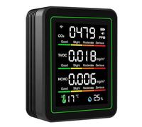 VBESTLIFE Détecteur de qualité de L'air WiFi 5 en 1, CO2, HCHO, TVOC, Température et humidité, écran Couleur, Contrôle par Application, pour le Bureau à Domicile