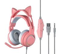VBESTLIFE Écouteurs à Oreilles de Chat avec Micro Antibruit, Casque de Jeu Filaire avec Oreilles de Chat Amovibles, pour PC, One, PS5 (PIN K) 912fqhb7aw-11