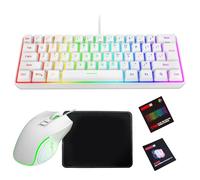 VBESTLIFE Ensemble Clavier et Souris de Jeu 60%, Clavier rétroéclairé RVB et Souris de Jeu 3600 DPI, Clavier et Souris Filaire Ultra Compact avec Tapis de Souris (Ensemble Blanc)