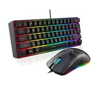 VBESTLIFE Ensemble Clavier et Souris de Jeu Filaire, Clavier 61 Touches rétroéclairé RVB avec Touches de Fonction Multimédia et Souris Ergonomique, pour Le Travail de Jeu sur Ordinateur PC