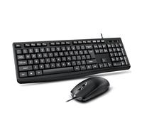 VBESTLIFE Ensemble Clavier et Souris Filaires, Clavier Ergonomique Pleine Taille et Souris Optique Filaire Compatible avec PC, Ordinateur Portable (Black)