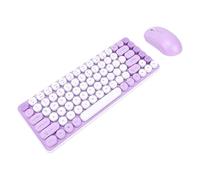 VBESTLIFE Ensemble Clavier et Souris sans Fil, 85 Touches, Bluetooth/2.4G, Double Mode, Rétro, Rond, Ergonomique, pour Ordinateur de Bureau et Portable