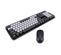 VBESTLIFE Ensemble Clavier et Souris sans Fil, Clavier de Machine à écrire, 104 Touches, Rond Rétro Pleine Taille pour Ordinateur de Bureau et Portable (Black)