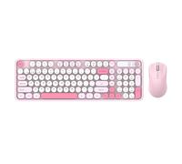 VBESTLIFE Ensemble Clavier et Souris sans Fil, Clavier D'Ordinateur de Forme Ronde à 98 Touches, 2.4G + sans Fil, pour Ordinateur Portable, PC, Ordinateur (Pink)