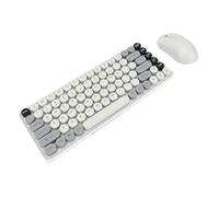 VBESTLIFE Ensemble Clavier et Souris sans Fil, Double Mode Bluetooth 2.4GHz, Touches Rondes Rétro, Clavier de Machine à écrire 85%, pour Ordinateur Portable PC