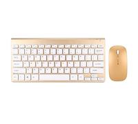 VBESTLIFE Ensemble Clavier et Souris sans Fil, Ensemble Clavier et Souris Compact et Silencieux, Ultra Fin, Portable, 2,4 G, avec Indicateur LED, pour Le Bureau et la Maison (Gold)