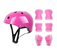 VBESTLIFE Ensemble D'équipement de Protection pour Casque pour Enfants, y Compris Les Coudières de Casque, Les Genouillères et Les Protège-Poignets pour Le Patinage à roulettes sur Scooter (Rose)