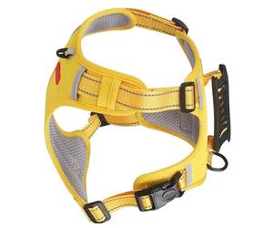 VBESTLIFE Ensemble Harnais et Laisse Réfléchissants pour Chien, Poignée Confortable, Boucle de sécurité Plus épaisse, étiquette pour Animaux de Compagnie, Conception Réfléchissante Jaune (S)