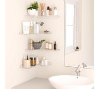VBESTLIFE Étagères Flottantes d'angle, Ensemble de 2 étagères Murales d'angle, de Rangement Suspendue en Acrylique en Forme de L pour Décoration Murale, pour Salle de Bain,