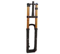 VBESTLIFE Fourche Avant à Suspension de Vélo pour VTT, 29 Pouces en Alliage D'aluminium, Amortisseur à Double épaulement, Fourche Avant, Pivot Conique, Verrouillage Manuel doré