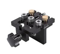 VBESTLIFE Gabarit de Chevilles pour le Travail du Bois, Gabarit de Chevilles Réglable, Fixation de Guide de Perçage à Centrage Automatique avec 3 Embouts et 2 Bagues de Perçage pour le