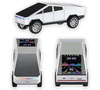 VBESTLIFE Haut-Parleur Bluetooth, Haut-Parleur Portable inspiré d'un Camion électrique avec écran D'affichage Dynamique, Radio FM, Lecture USB, Lumières de Fête LED, Micro intégré (Silver)