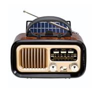 VBESTLIFE Haut-Parleur Bluetooth Rétro, Radio Vintage FM AM SW avec Style Classique à L'ancienne, Charge Solaire, Volume Fort, Carte TF et Lecteur MP3 (Black)