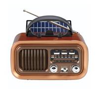 VBESTLIFE Haut-Parleur Bluetooth Rétro, Radio Vintage FM AM SW avec Style Classique à L'ancienne, Charge Solaire, Volume Fort, Carte TF et Lecteur MP3 (Gold)