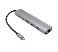 VBESTLIFE Hub USB Type C, Adaptateur Multiport Ethernet Gigabit 6 en 1 avec HDMI 4K 60 Hz, Charge PD 87 W, Données 5 Gbit/s, 1000 Mbps, 2 USB 3.0 pour Téléphone Portable