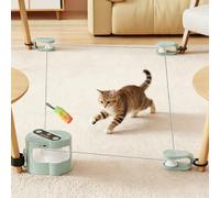 VBESTLIFE Jouet Interactif de Poursuite de Chat avec Télécommande de Gazouillis d'oiseaux, Jouet à Ficelle Mobile Intelligent pour Jouer en Intérieur (Green)