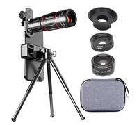 VBESTLIFE Kit de Lentille de Caméra de Téléphone, TéléObjectif Universel 28X avec Objectif Grand Angle 0.6X Objectif Macro 198 ° Fisheye, pour Smartphones iOS Android