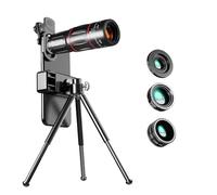 VBESTLIFE Kit D'Objectif D'appareil Photo de Téléphone, Macro 20X, TéléObjectif 28X, Fisheye 198°, Objectif Grand Angle 0,6X avec Trépied à Pince Réglable pour la Photographie sur Smartphone