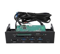 VBESTLIFE Lecteur de Carte Interne, Hub USB 5,25" avec 3 USB 3.0 et .1, Panneau Avant Multifonction pour PC de Bureau, 6 Emplacements pour Cartes, Port ESATA pour Le Transfert de Données