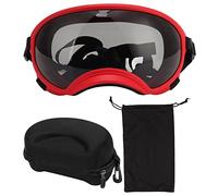 VBESTLIFE Lunettes de Protection pour Chien, Coupe-Vent, Anti-UV, Anti-poussière, Sangle Réglable, Durables pour Grande Race (Monture Rouge et Noires)