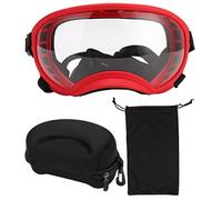 VBESTLIFE Lunettes pour chien, coupe-vent, anti-ultraviolet, anti-poussière, sangle réglable, lunettes de soleil pour chiens durables pour grande taille (monture rouge et lunettes transparentes)