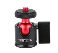 VBESTLIFE Mini rotule pivotante à 360 degrés en métal, Support à vis de 1/4 Pouces pour Appareil Photo Reflex numérique, lumière de Remplissage, Alliage d'aluminium Noir, sphère