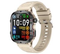 VBESTLIFE Montre Intelligente de Suivi d'activité, Moniteur de santé D'appel BT5.2 avec écran Tactile de 1,96 Pouces, 100 Cadrans de Montre, Suivi de la Fréquence Cardiaque et du Sommeil, (Beige)