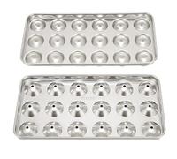 VBESTLIFE Moule à Glace en Acier Inoxydable 304, Bac à Glaçons Sphérique avec Refroidissement Rapide, Machine à Boules de Glace pour Whisky, Vin, Boisson, Refroidisseur Rond à 18 Cavités pour Bar,