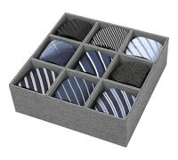 VBESTLIFE Organisateur de Tiroir, Boîte de Rangement de Placard à 9 Sections pour Ceintures, Cravates, Chaussettes, Sous-vêtements, avec Conception Pliable et Doublure en Tissu Non tissé (GRAY)