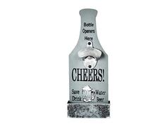 VBESTLIFE Ouvre-bouteille Mural en Forme de Bière de Style Vintage, Attrape-bouchon en Métal et Bois Rustique pour Bar, Caverne, Ouvre-bouteille Décoratif pour Cuisine, Patio, Facile à une Main pour