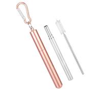 VBESTLIFE Paille Télescopique Portable en Acier Inoxydable avec Brosse de Nettoyage, Utilisation Facile, Petite Taille, Poids 1,2 Oz, Longueur 9,1 Pouces, pour Milkshake, Smoothies, Cocktail,