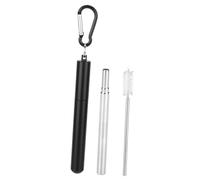 VBESTLIFE Paille Télescopique Réutilisable en Acier Inoxydable avec Brosse, Compacte et Portable, Adaptée aux Boissons Sucrées, Facile à Transporter, Noire, pour les Amateurs de thé au Lait (BLACK)