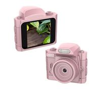 VBESTLIFE Petite Caméra Numérique, Caméra de Trousseau, 64 MP 4K HD Petit Enregistreur Vidéo Rétro, de Pouce avec 19 Effets de Filtre, Grand Angle de 78 °, Lumière de Remplissage (Rosâtre)