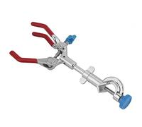 VBESTLIFE Pince de Laboratoire à 3 Broches avec Tête de Bossage, Support de Pince de Flacon Pivotant à 360 ° Réglable pour Support de Cornue, Mâchoires Recouvertes de Caoutchouc pour Tube à Essai de