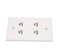 VBESTLIFE Plaque Murale Ethernet 4 Ports Cat6, Plaque Murale Ethernet avec Vis pour Bureau à Domicile, 4 Ports Cat 6 pour Prise, Passage Traversant