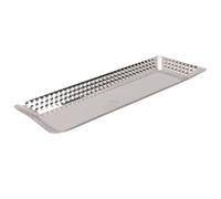 VBESTLIFE Plateau de Service en Acier Inoxydable Rectangulaire, Plateau de Dîner martelé en Argent, Empilable et Facile pour la Fête, le Camping et Usage Quotidien (4.7x12.6 pouce)