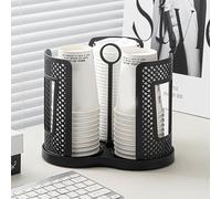 VBESTLIFE Porte-gobelet à café Rotatif, Rotation à 360 °, Distributeur de Gobelets en Papier avec 3 Compartiments, pour Comptoirs, Cuisine, Maison, Stations de café (Black)