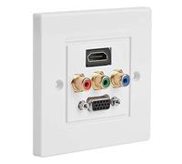 VBESTLIFE Prise Murale HDMI VGA 3RCA, 3 en 1 Prise Électrique Audio-Vidéo Intégrée pour Une Connexion Pratique