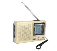 VBESTLIFE Radio AM/FM/Ondes Courtes Multibandes, Portable et de Poche, à Piles, avec Prise Casque 3,5 Mm, Idéale pour la Marche, Les Voyages et la randonnée. (Gold)