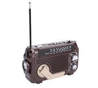 VBESTLIFE Radio d'urgence, Radio Solaire à Manivelle de Style Rétro avec AM FM SW, Bluetooth 5.2, Lampe de Poche, pour Urgence de Camping en Plein Air (Café Profond)