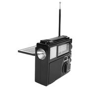 VBESTLIFE Radio Solaire Portable AM FM SW, Radio Bluetooth à Ondes Courtes, Forte Réception, Entrée de Carte USB TF, Panneau Solaire, Lampe de Poche, Système à Double Antenne