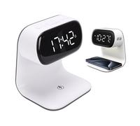 VBESTLIFE Réveil Numérique avec Station de Charge Rapide sans Fil 15 W, Veilleuse Réglable, 3 Modes D'éclairage, pour Chambre à Coucher et Salon