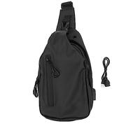VBESTLIFE Sac à Dos à Bandoulière en Nylon Noir pour Homme, Sac à Bandoulière Léger avec Port de Chargeur USB pour la Randonnée, la Marche, Le Vélo