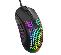 VBESTLIFE Souris de Jeu Filaire Souris de Jeu PC Souris d'ordinateur Noire avec Souris de Jeu rétroéclairée RVB Interface USB Souris Creuse de Bureau Portable Filaire 16000 dpi