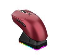 VBESTLIFE Souris de Jeu sans Fil 3 Modes avec Station de Chargement RVB, Souris de Jeu Bluetooth Ergonomique Légère, 7 Boutons, pour Ordinateur Portable (Rouge)