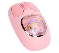 VBESTLIFE Souris sans Fil, Triple Mode 2,4 G/Bluetooth 5.0/3.0, Rechargeable, Silencieuse, Rétroéclairée RVB, Souris D'Ordinateur Ergonomique, Design de Poupée Mignonne, pour Ordinateur (Pink)