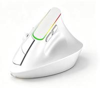 VBESTLIFE Souris Verticale Ergonomique sans Fil Bluetooth 5.2 2.4G avec Lumière RVB 800 1200 1600 DPI 6 Boutons Silencieux, pour Ordinateur Portable (White)