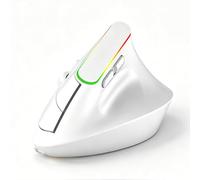 VBESTLIFE Souris Verticale, Souris Ergonomique sans Fil 2,4 G Bluetooth 5.2 avec Lumière RVB 800 1200 1600 DPI 6 Boutons Silencieux, pour PC Portable (White)